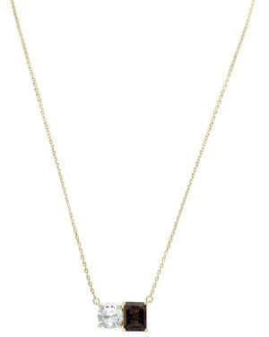 Suzy Levian Gold Over Silver 5.00 Ct. Tw. Gemstone Toi Et Moi Necklace - Metallic