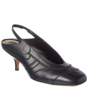 Dries Van Noten Topstitched Leather Slingback Pump - Black