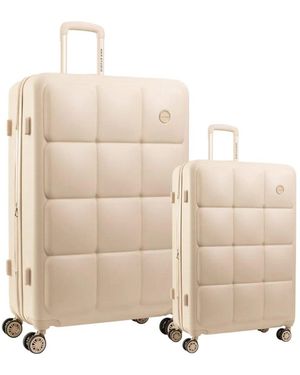 Joan & David Max Studio The Square Embossed Abs 2pc Hard-sided Luggage Set - Natural