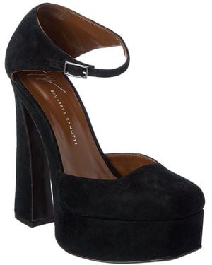 Giuseppe Zanotti Caso 100 Suede Platform Pump - Black