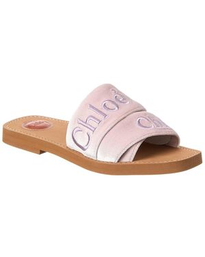 Chloé Woody Velvet Slide - Pink