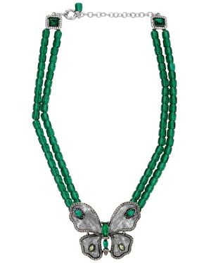 Eye Candy LA Azura Beaded Statement Bib Necklace - Green