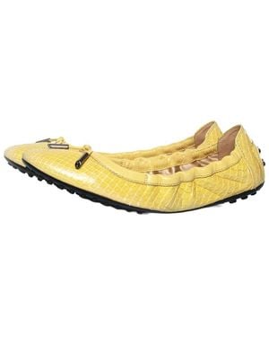 Tod's Leather Ballerina Flat (Authentic Pre-Loved) - Yellow
