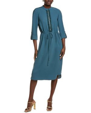 St. John Satin Midi Dress - Blue