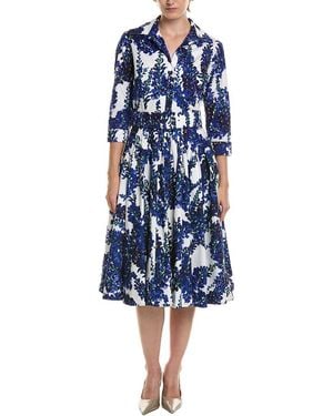 Samantha Sung Amber Wisteria Bloom Midi Shirtdress - Blue