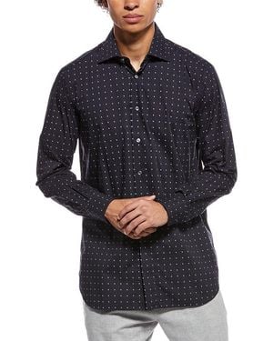 Brioni Micro Dot Cotton Sport Shirt - Blue