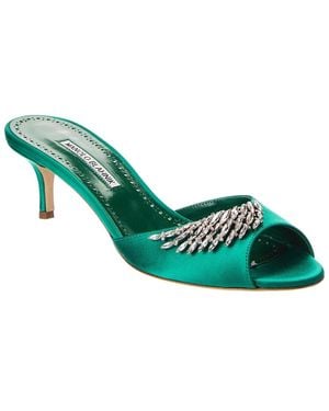 Manolo Blahnik Lumada 50 Satin Sandal - Green