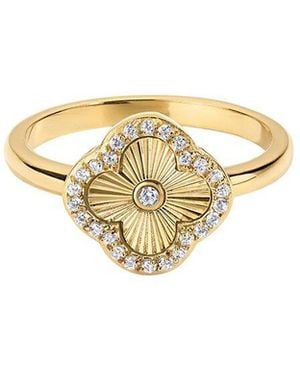 Electric Picks Icon 14K Plated Cz Stackable Ring - White