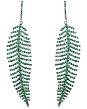 Eye Candy LA Cz Luxe Leafy Dangle Earrings - Green