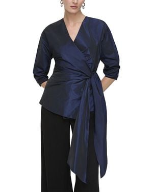 Lafayette 148 New York Fitted Wrap Blouse - Blue