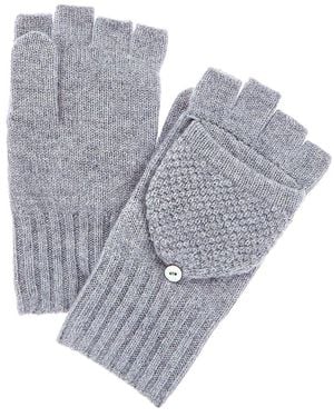 Phenix Waffle Knit Cuff Pop Top Cashmere Gloves - Grey