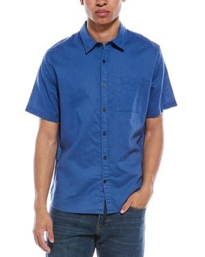Vince Linen-Blend Button-Down Shirt - Blue