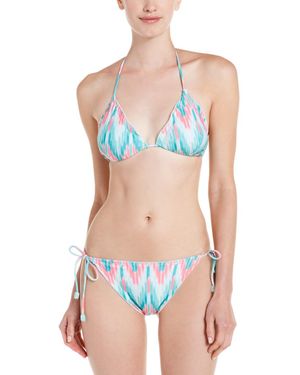 Shoshanna "cascade" Multicolour Ikat Print Lettuce Brief Bottom - Blue