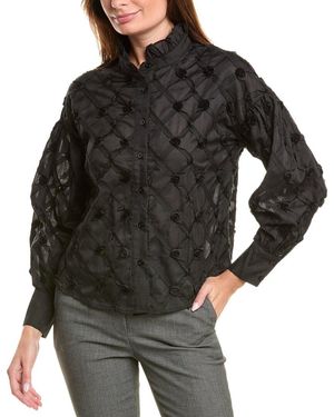 Gracia Ruffle Neck Top - Black