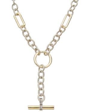 Juvell 18k Two-tone Plated Cz Twisted Cable Necklace - Metallic
