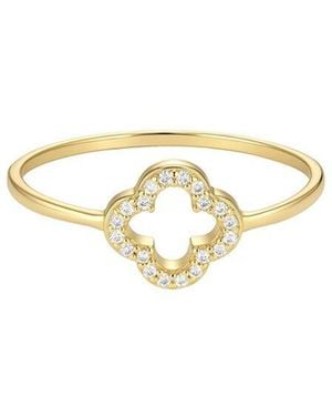 Adornia 14K Plated Cz Outline Clover Ring - Metallic
