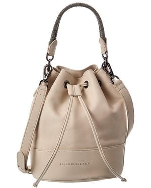 Brunello Cucinelli Leather Bucket Bag - Natural