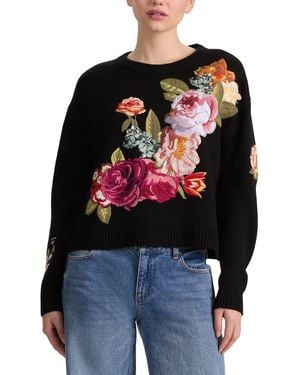 Alice + Olivia Belva Wool-Blend Crewneck Pullover - Black