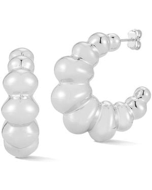 Chloe and Madison Jewellery Bold Graduated Puffed Statement Hoops - White