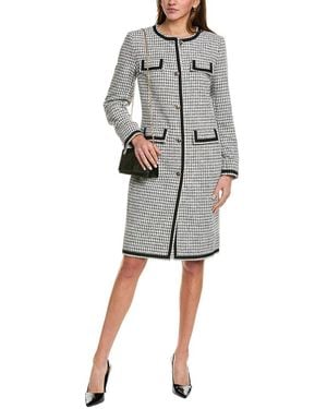 Anne Klein Tweed Top Coat - Grey