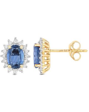 Diana M. Jewels 14K 2.22 Ct. Tw. Diamond & Sapphire Earrings - Blue