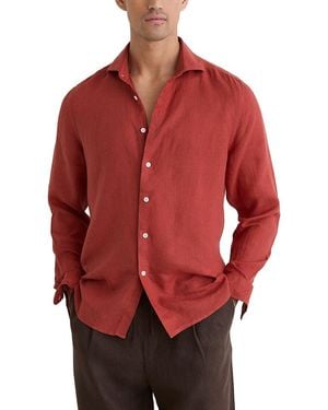 Reiss Ruban Linen Shirt Linen Casual Shirt - Red