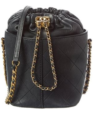 CHANEL Black Caviar Lambskin Leather Caviar Bucket Drawstring Bag (authentic Pre-loved)
