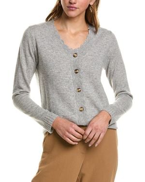 Kier + J Kier + J Scallop Wool & Cashmere-Blend Cardigan - Grey