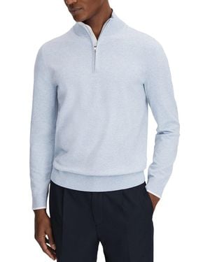 Reiss Swinley Cotton Half Zip Top - Blue