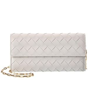 Bottega Veneta Intrecciato Leather Chain Wallet - Gray