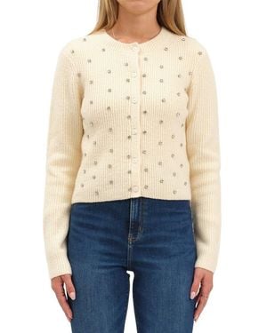 Daze Denim Muse Embellished Crewneck Cardigan - Blue