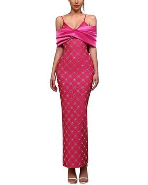 Dilireba Off Shoulder Print Maxi Dress - Pink