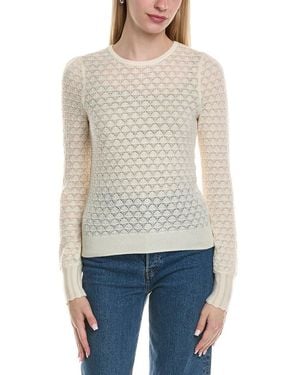 Sofiacashmere Pointelle Crewneck Wool & Cashmere-Blend Sweater - White