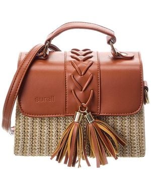 Surell Accessories Straw Crossbody - Brown