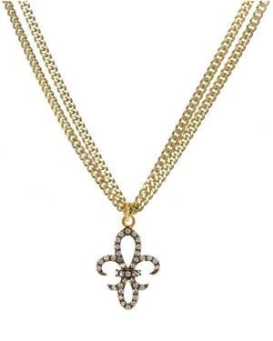 Rachel Reinhardt Jewelry 14k Plated Cz Fleur De Lis Necklace - Metallic