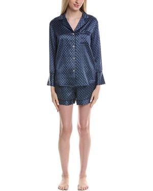 Petite Plume 2Pc Silk Pyjama Set - Blue
