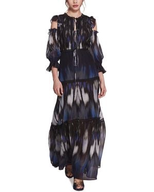 Marchesa Silk-Blend Maxi Dress - Blue