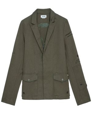 Zadig & Voltaire Virginia Camo Skull Lurex Jacket - Green