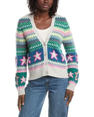 Isla Penny Fairisle Star 100% Cashmere Cardigan - White