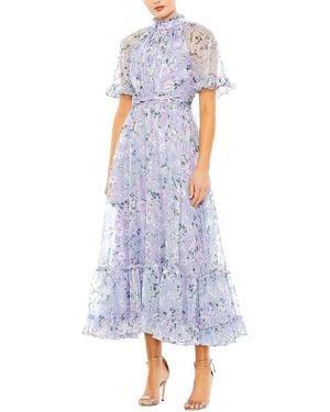 Mac Duggal Print Evening Midi Dress - Blue