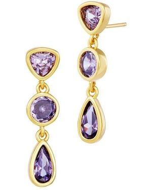 Savvy Cie 14K Plated Cz Dangle Earrings - White