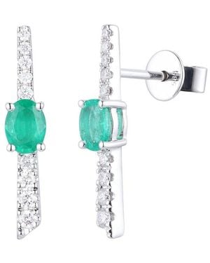 Gregg Ruth 14K 0.55 Ct. Tw. Diamond & Emerald Earring - White