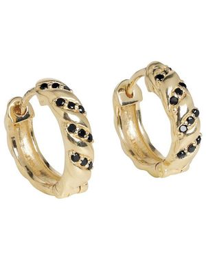 TIRAMISU Silver 0.18 Ct. Tw. Black Spinel Hoops - Metallic