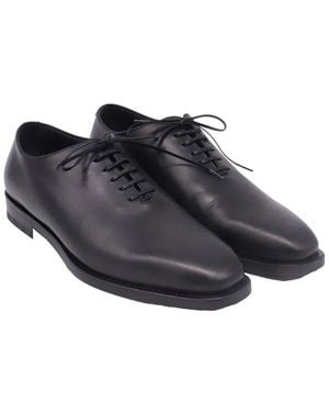 Ferragamo Leather Angiolo Lace-Up Oxford (Authentic Pre-Loved) - Black