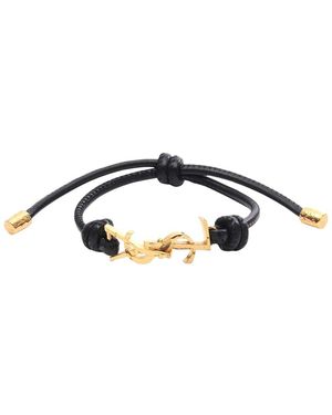 Saint Laurent Plated Cassandra Leather Bracelet (authentic Pre-loved) - Blue