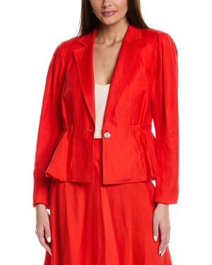 KARL LAGERFELD Linen-Blend Blazer - Red