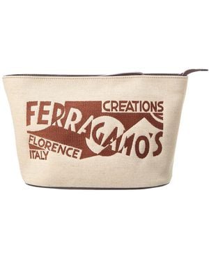 Ferragamo Canvas & Leather Pouch - Pink