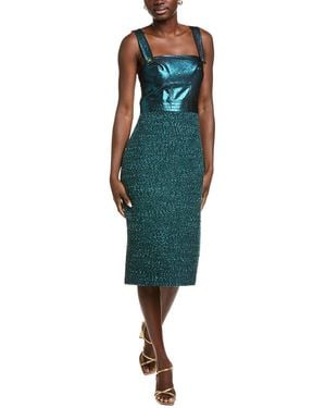 St. John Textured Wool-Blend Midi Dress - Green