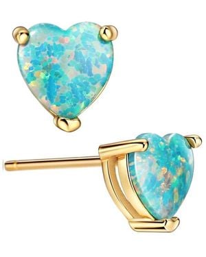 Liv Oliver 18k 14.25 Ct. Tw. Opal Heart Studs - Blue