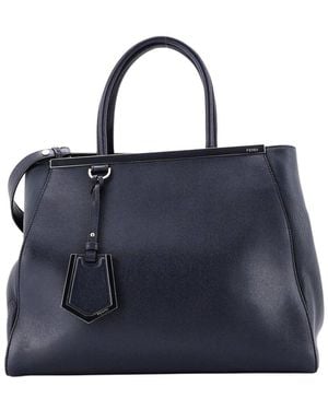 Fendi Sheep Leather 2Jours Bag Medium (Authentic Pre-Loved) - Blue
